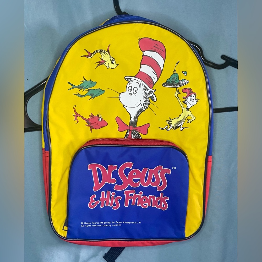 VINATGE DR SUESS BACKPACK SMALL MINI KIDS 1997 GREEN EGGS AND HAM RARE